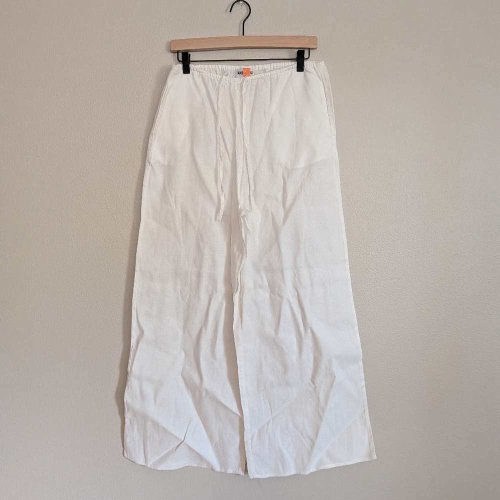 Jaxsea Hawaii White Linen Wide Leg Drawstring Resort Pants Size Small - Picture 2 of 10